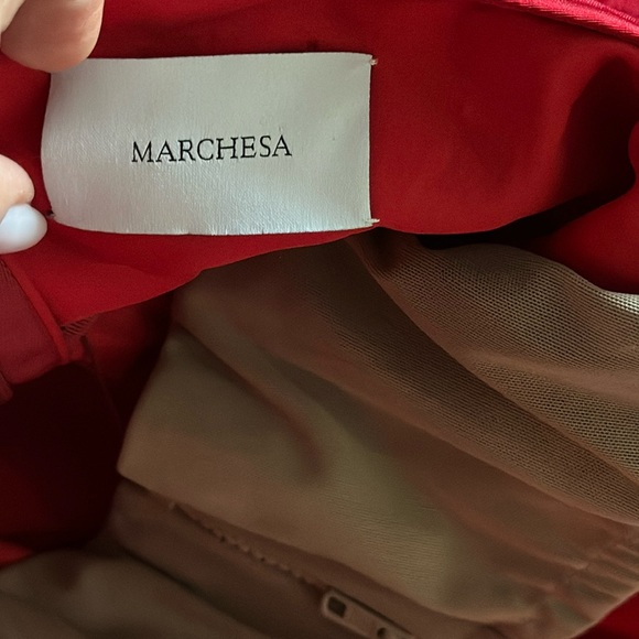 Marchesa Strapless Draped Rosette Rose Faille Ballgown Size M/ US 6 - Picture 6 of 13